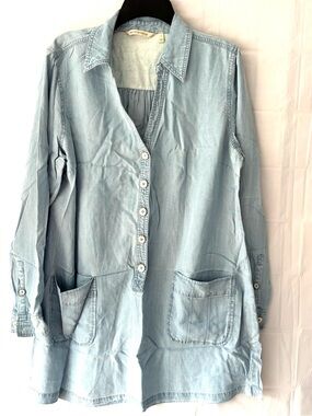 NWOT Soft Surroundings Denim Light Wash Alee Tencel Tunic SZ L